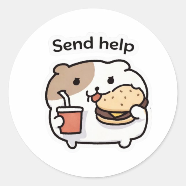Send Help Meme Sticker – Funny cute animal (Vorderseite)