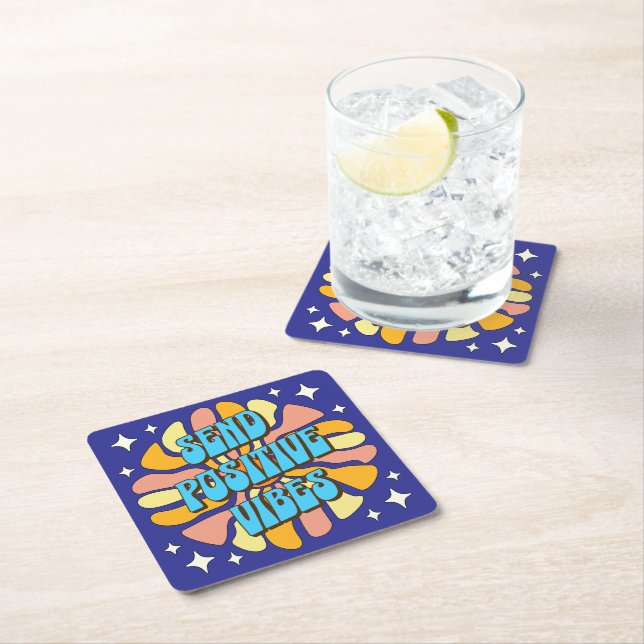 Send Positive Vibes Rechteckiger Pappuntersetzer (Vor Ort)