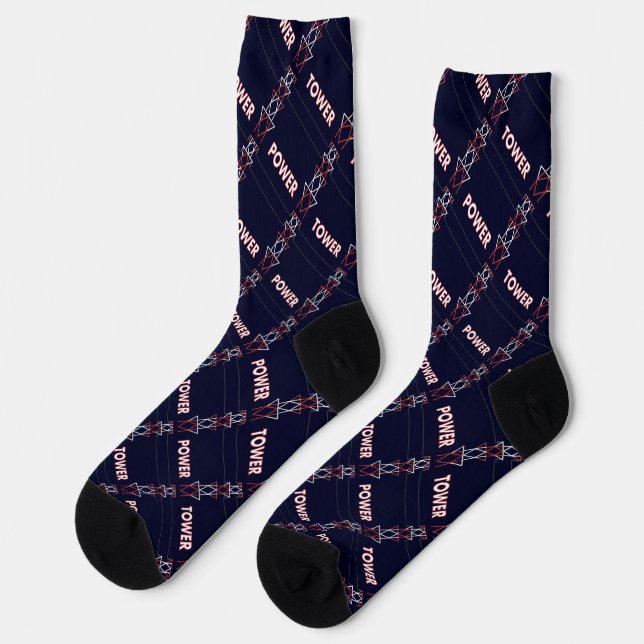 Sendemast und Stromleitungsmuster Socken (Linkes Detail)