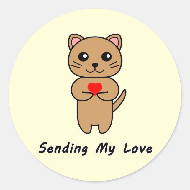 Senden der gelben Hintergrundaufkleber meiner Lieb Runder Aufkleber (Vorderseite)