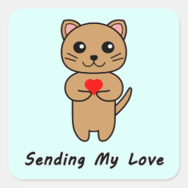 Senden meiner Liebe Blue Background Quadratischer Aufkleber