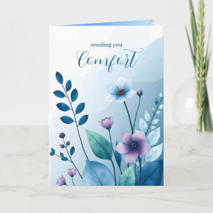 Senden Sie Comfort Blue Blume Blätter Beileid Karte