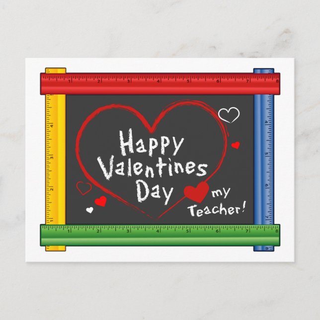 Senden Sie die Meldung Happy Valentine's Day Teach Postkarte (Vorderseite)