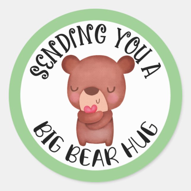 Senden Sie einen Big Bear Hug Sticker Round (Vorderseite)