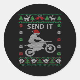 Senden Sie es Dirt Bike Reiten Santa Motocross Ugl Runder Aufkleber