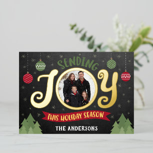 Senden Sie Freude an diesem Feiertag Goldfolie Wei Folien Feiertagskarte