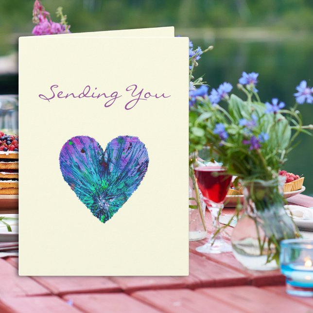 Senden Sie Ihre Künstlerische Liebe Herz Geburtsta Karte (Sending you love colorful heart art Happy birthday greeting card)