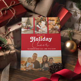 Senden von Cheer Gold Heart Stripe Foto Xmas Feiertagskarte