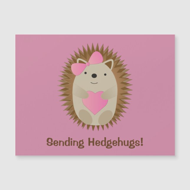 Senden von Hedgehugs Niedlich Cartoon Girl Igel Magnetkarte (Vorderseite)