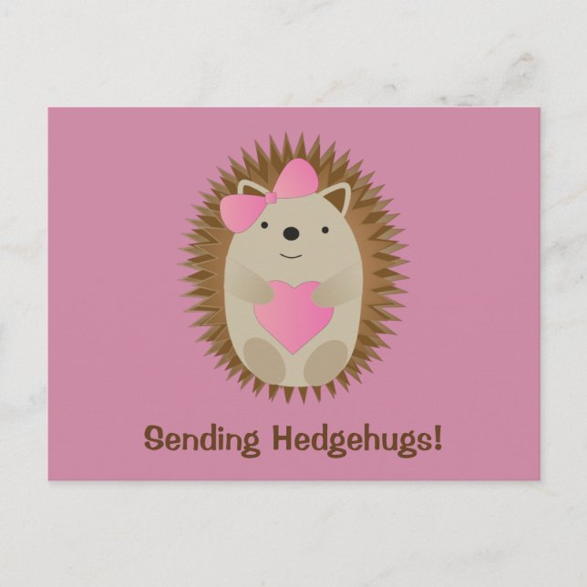 Senden von Hedgehugs Niedlich Cartoon Girl Igel Postkarte (Vorderseite)