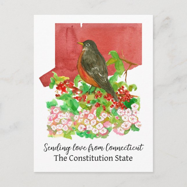 Senden von Liebe von Connecticut Robin Laurel Blum Postkarte (Vorderseite)