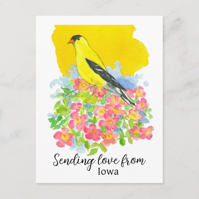 Senden von Lieben von der Rose Iowa Goldfinch Prai Postkarte (Vorderseite)