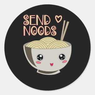 Senden von Noods Kawaii Ramen Bowl Miso Noodle Sou Runder Aufkleber