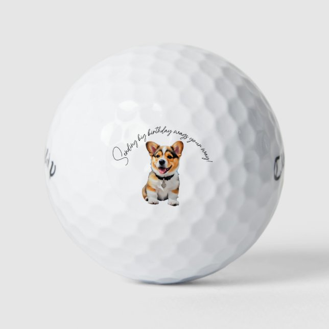 'Sending Big Birthday Wags Your Way!' Gift  Golfball (Vorderseite)