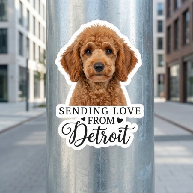 Sending Love From Detroit  Aufkleber (Peel, Stick, and Show Some Love.)