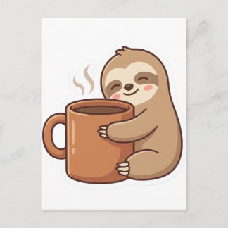 Sending Slow Vibes Sloth Postcard |Cute Hello Note Postkarte