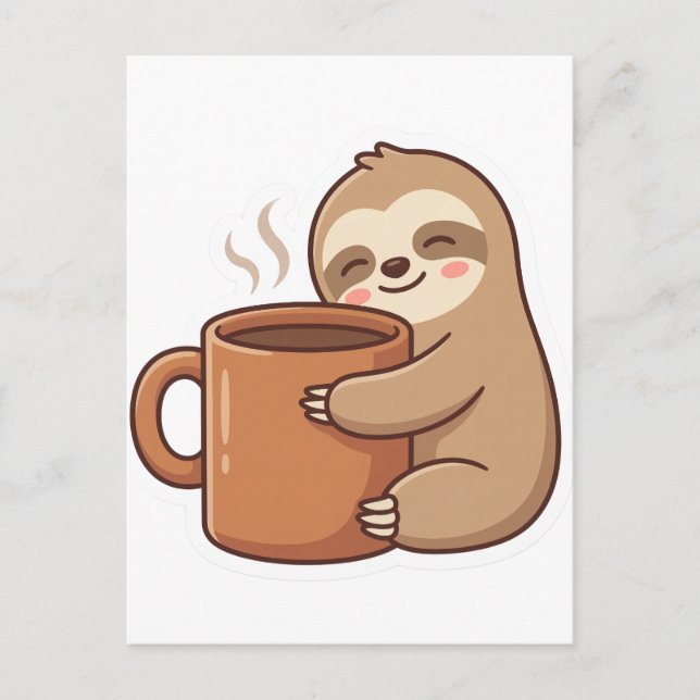Sending Slow Vibes Sloth Postcard |Cute Hello Note Postkarte (Vorderseite)