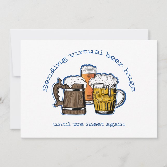 SENDING VIRTUAL BIER HUGS Cartoon Beers Karte (Vorderseite)