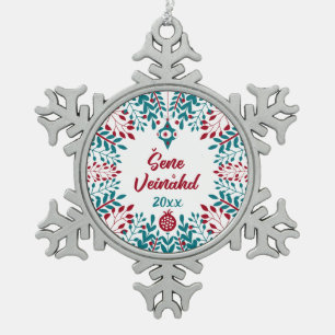 Šene Veinåhd, bayerischer Boarisch Weihnachtsgruß Schneeflocken Zinn-Ornament