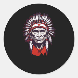 Seneca Indian Chief Sticker1 Runder Aufkleber