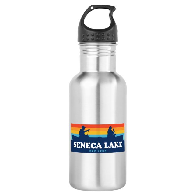 Seneca Lake New York Canoe Edelstahlflasche (Vorderseite)