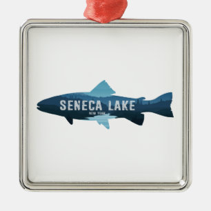 Seneca Lake New York Fish Ornament Aus Metall