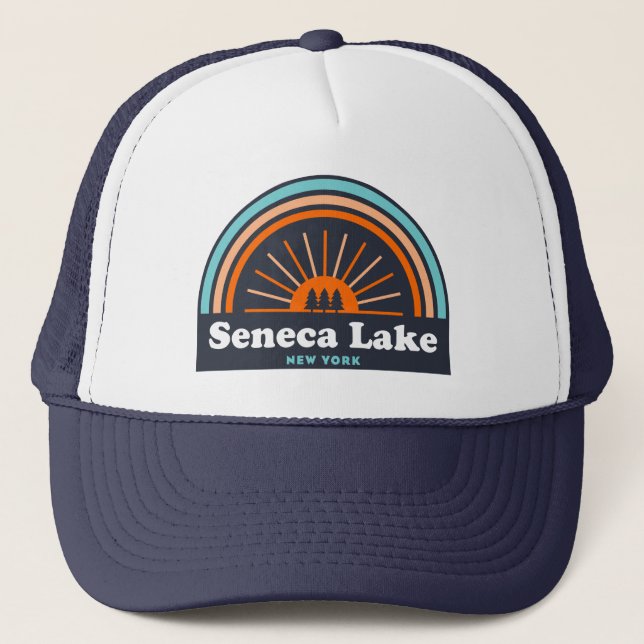 Seneca Lake New York Rainbow Truckerkappe (Vorderseite)