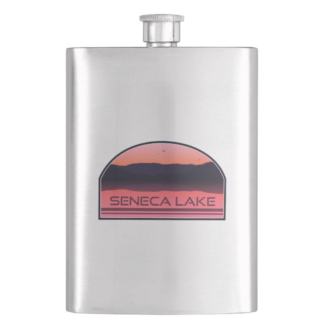 Seneca Lake New York Red Sunrise Flachmann (Vorderseite)