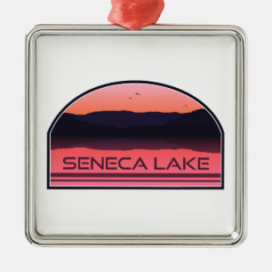Seneca Lake New York Red Sunrise Ornament Aus Metall