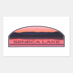Seneca Lake New York Red Sunrise Rechteckiger Aufkleber