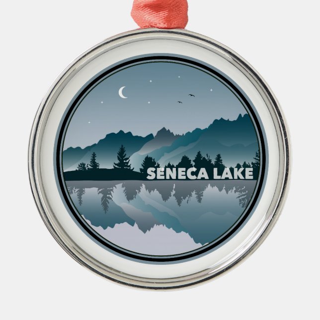 Seneca Lake New York Reflection Ornament Aus Metall (Vorne)