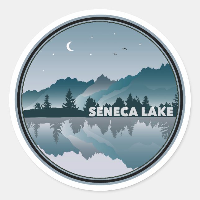 Seneca Lake New York Reflection Runder Aufkleber (Vorderseite)