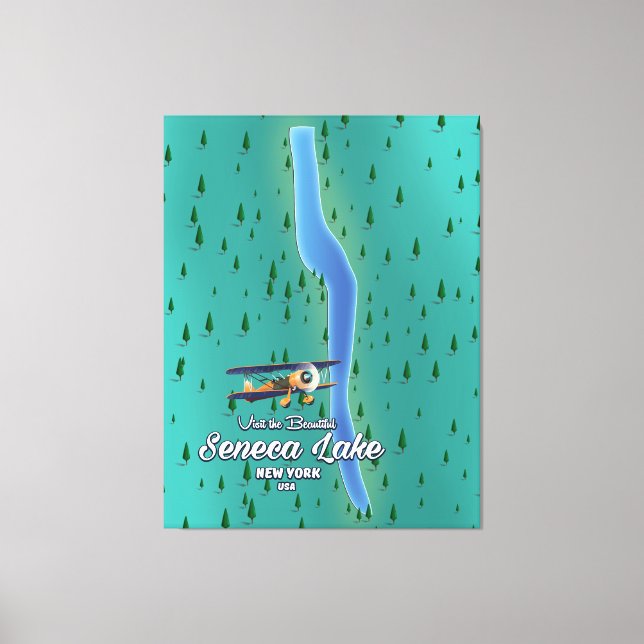 Seneca Lake, NYC Seekarte Leinwanddruck (Vorderseite)