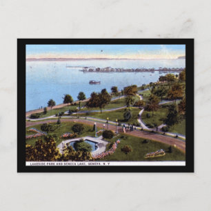 Seneca Lake & Park, Genf NY 1928 Vintage Postkarte