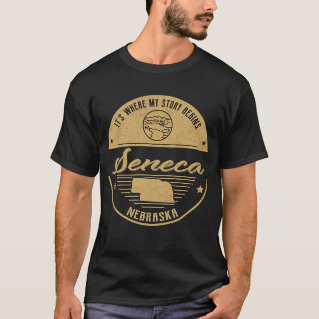 Seneca Nebraska Meine Geschichte beginnt T-Shirt (Vorderseite)