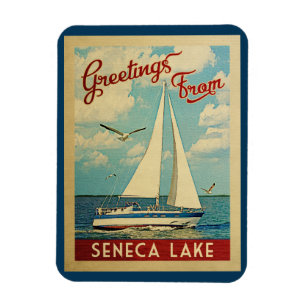 Seneca See-Segelboot-Vintage Reise New York Magnet