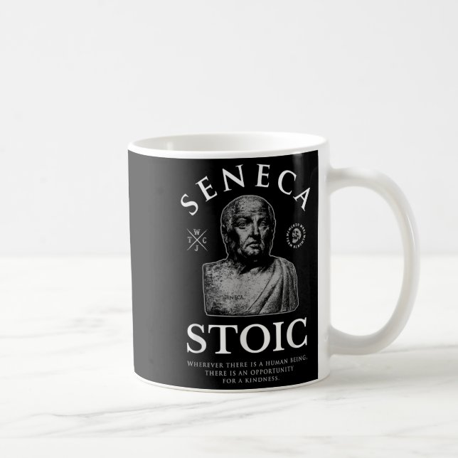Seneca Zitat "Chancen für einen guten Geist" Stoik Kaffeetasse (Rechts)