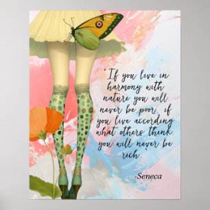 Seneca Zitat Whimsical Modern Collage Poster