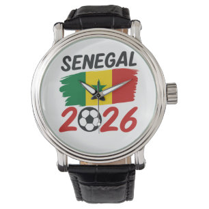 Senegal 2026 Fußball-Fan-Design mit Stern-Fußball Armbanduhr
