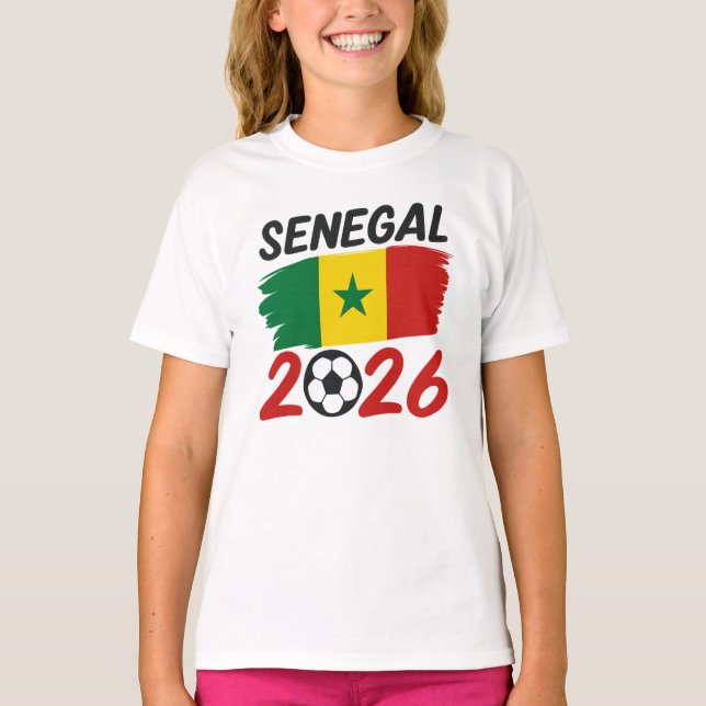 Senegal 2026 Soccer Fan Design with Star Football T-Shirt (Vorderseite)