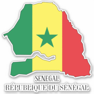 Senegal Flag Charming Patriotic Map Aufkleber