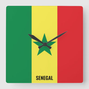 Senegal Flag Dazzling Patriotic Quadratische Wanduhr
