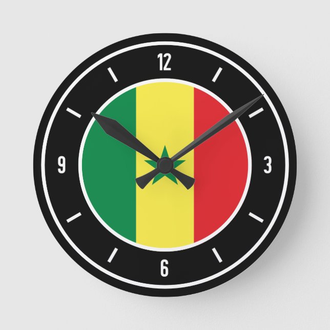 Senegal Flag Elegant Runde Wanduhr (Vorderseite)