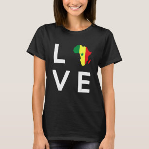 Senegal Flag Liebe Afrika Kontinentale Silhouette T-Shirt