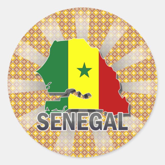 Senegal Flag Map 2.0 Runder Aufkleber (Vorderseite)
