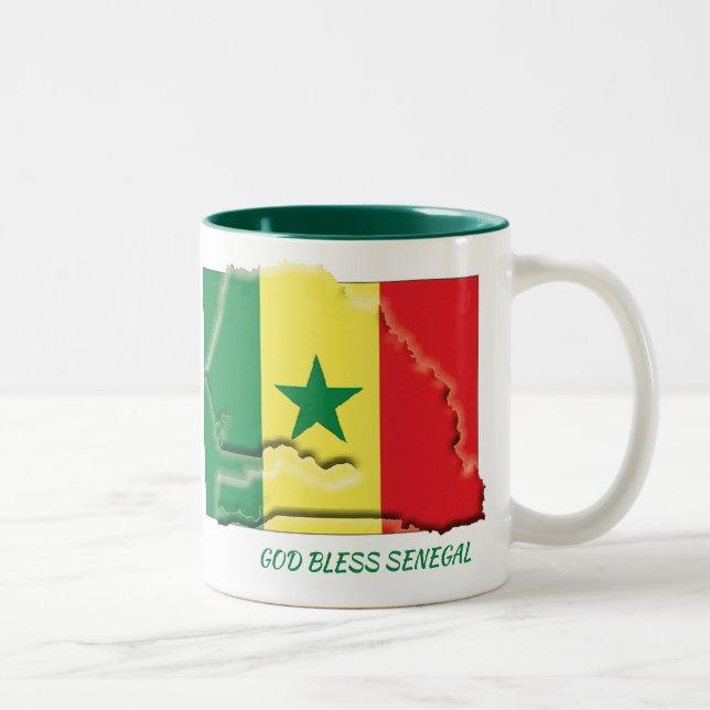 SENEGAL FLAG MAP-Skript individuell Zweifarbige Tasse (Rechts)
