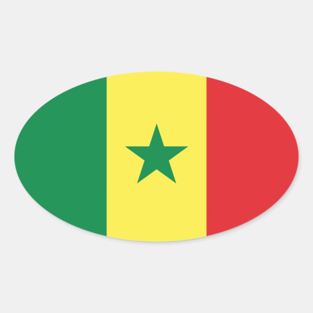 Senegal Flag Oval Sticker (Vorderseite)