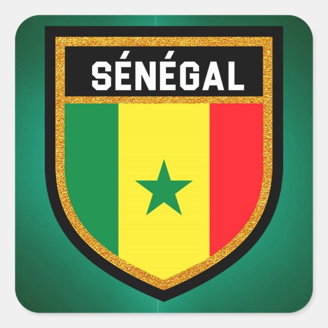 Sénégal Flag Quadratischer Aufkleber (Vorderseite)