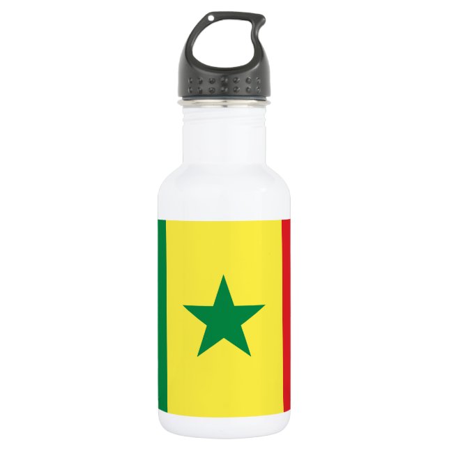 Senegal-Flagge Edelstahlflasche (Vorderseite)