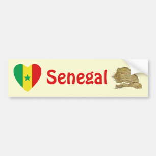 Senegal-Flagge Herz + Karte Aufkleber Autoaufkleber